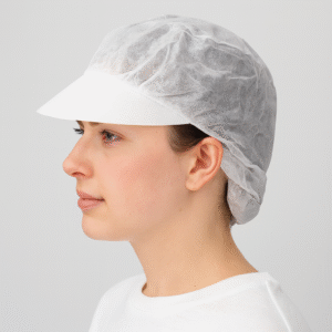 isposable PP Snood Cap with Visor Hygienic Head Cover for Food Processing