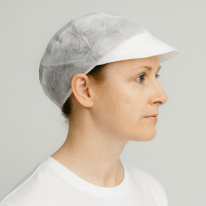 Disposable PP Nonwoven Peak Cap Hygiene Hair Cover with Visor for Food Processing