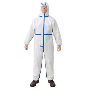 Type 4 5 6 Disposable Protective Coverall Suit with Hood Waterproof Safety Clothes