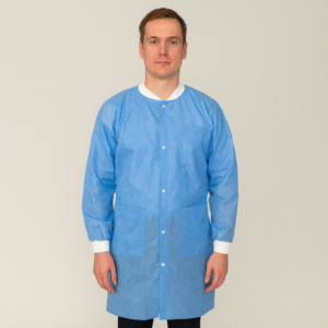 Disposable SMS Lab Coat  Jacket  with Front Snap Buttons