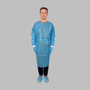 Disposable PP+PE Isolation Gown – Waterproof, Anti-Fluid Protective Gown with Knit Cuffs